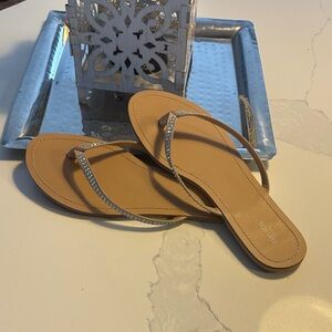 Tan Sandals with Rhinestone Straps